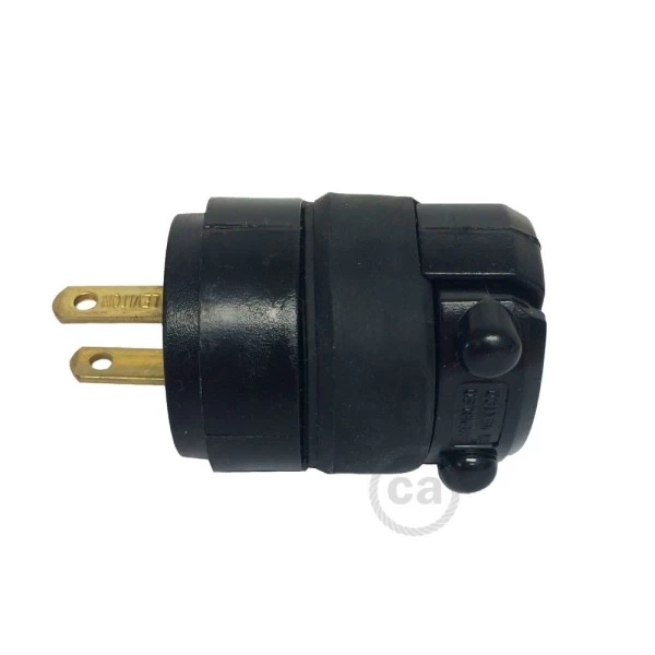 Black Rubberized Two Prong Plug for string lights