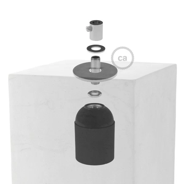 Cube Cement Pendant Lamp Shade | E26 Socket & Cable Retainer