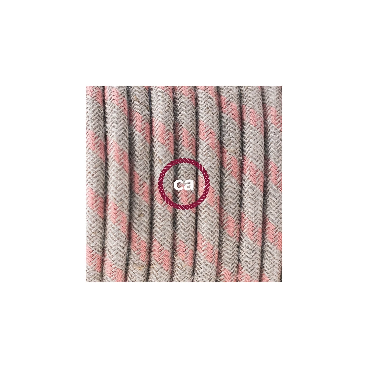 Plug-in Pendant with switch on socket | RD51 Natural & Pink Linen Stripe