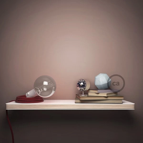 Plug-in Pendant with switch on socket | RD51 Natural & Pink Linen Stripe