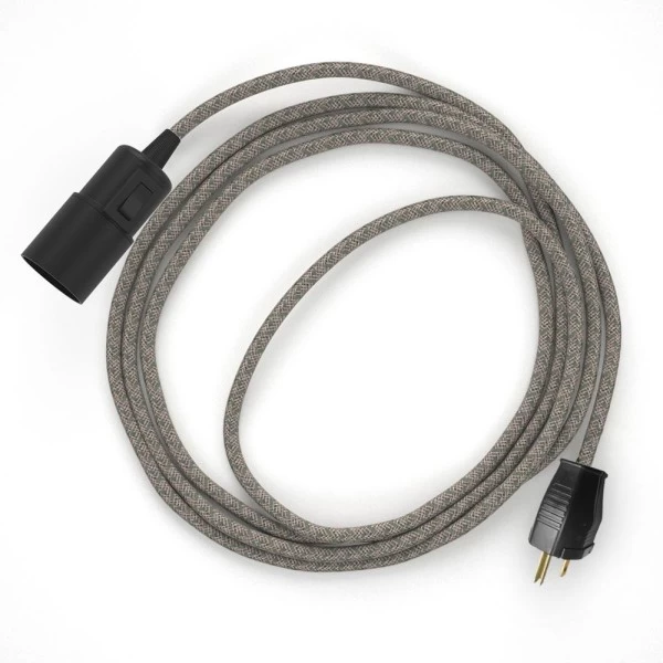 Plug-in Pendant with switch on socket | RD62 Natural & Thyme Green Linen CrissCross