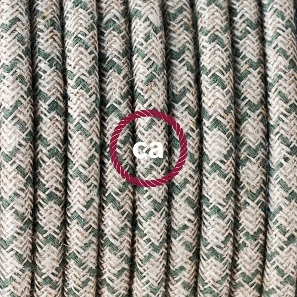 Plug-in Pendant with switch on socket | RD62 Natural & Thyme Green Linen CrissCross