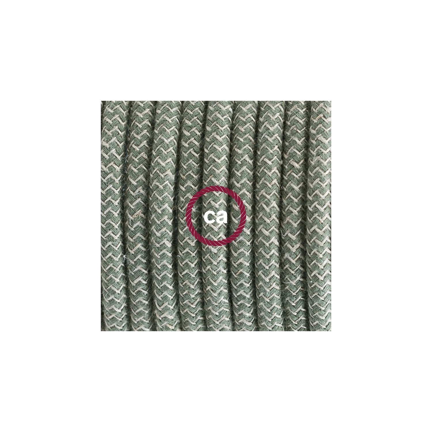 Plug-in Pendant with switch on socket | RD72 Natural & Thyme Green Linen Chevron