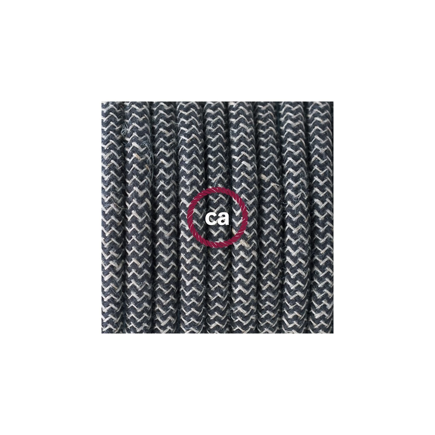 Plug-in Pendant with switch on socket | RD74 Natural & Charcoal Linen Chevron