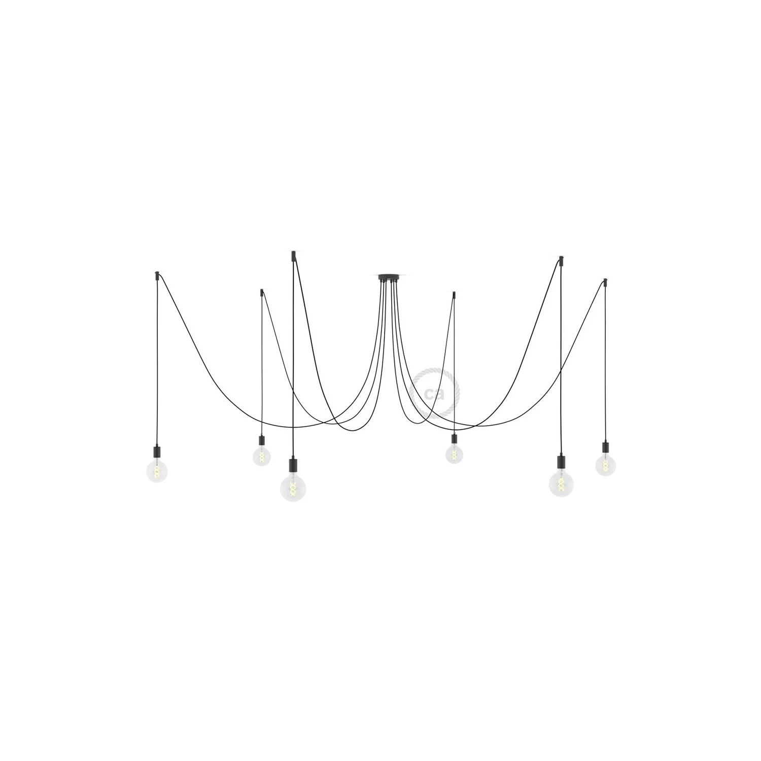 Spider, multiple suspension with 6 pendants, black metal, RM04 Black cable