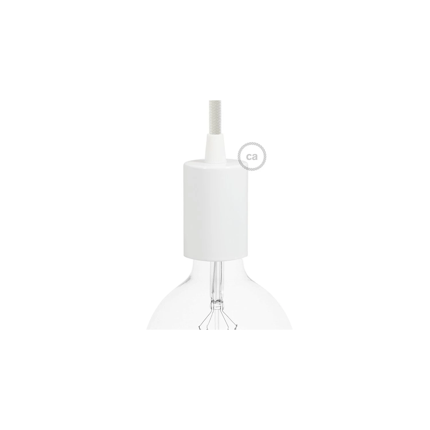 Flat Top Metal light bulb socket kits - E26 - Glossy white