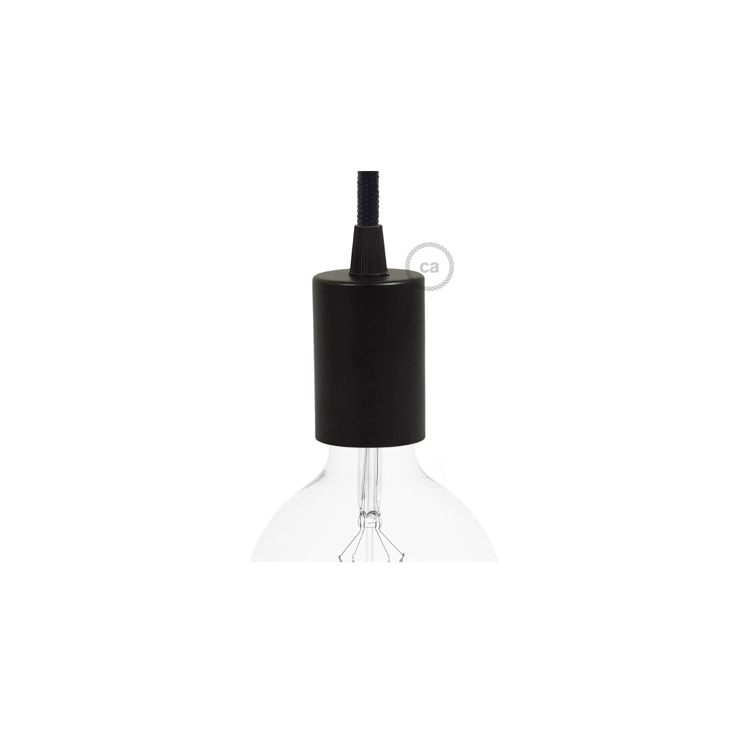 Flat Top Metal light bulb socket kits - E26 - Black