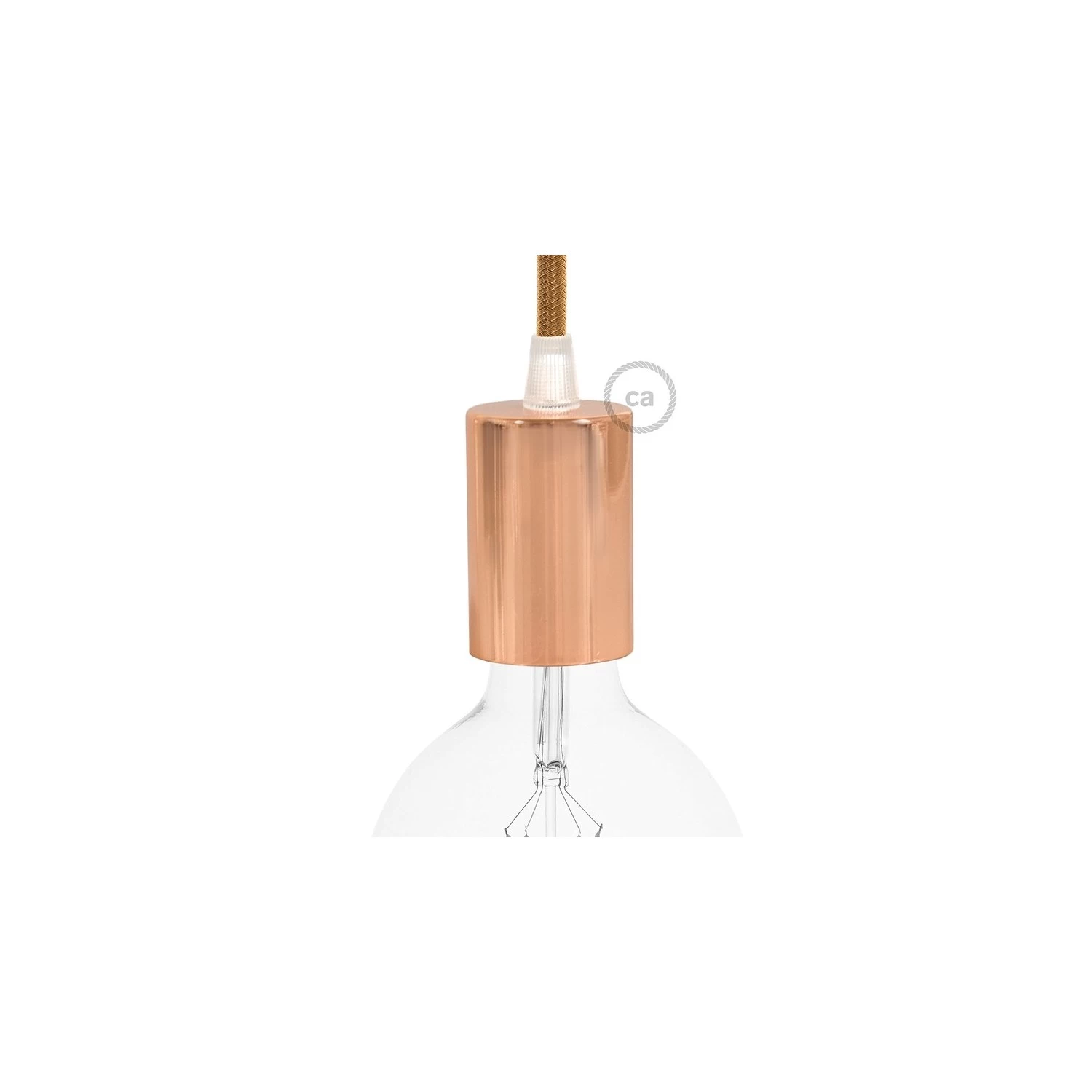 Flat Top Metal light bulb socket kits - E26 - Copper