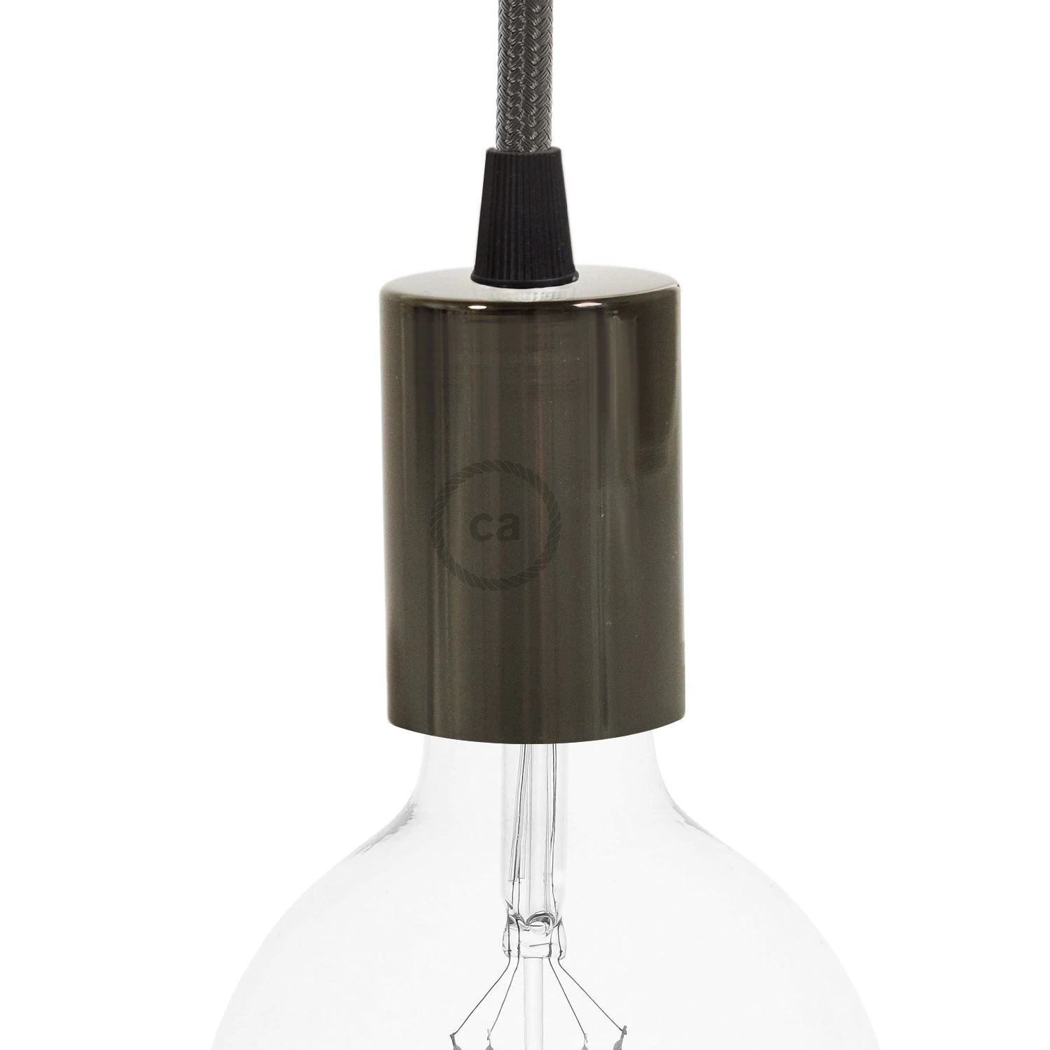 Flat Top Metal light bulb socket kits - E26 - Black pearl