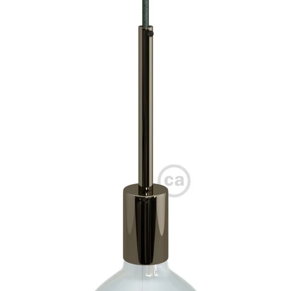 Cylindrical metal UL E26 socket kit with 15 cm cable clamp