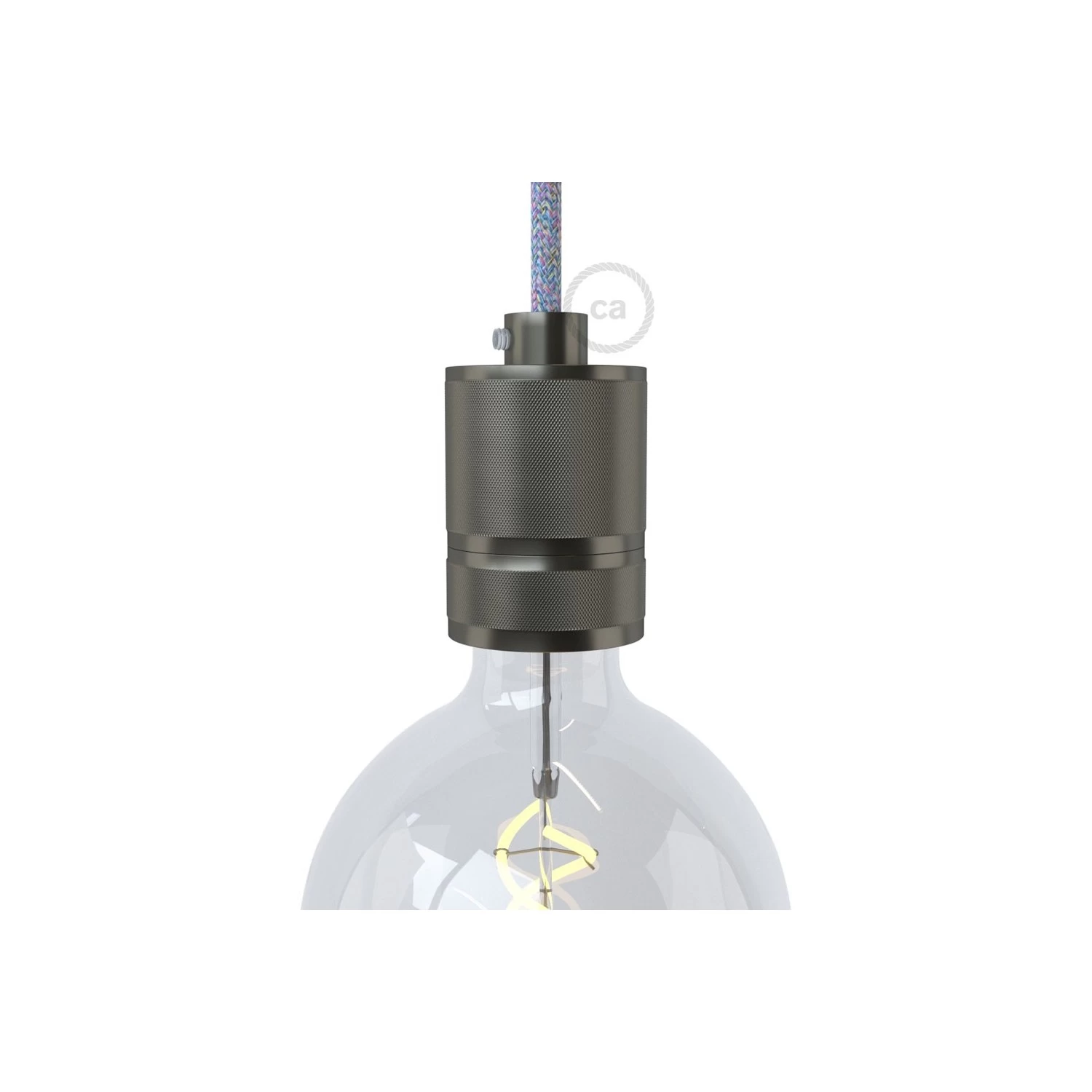 Knurled Aluminium - single ferrule light bulb socket kit - E26 - Gunmetal