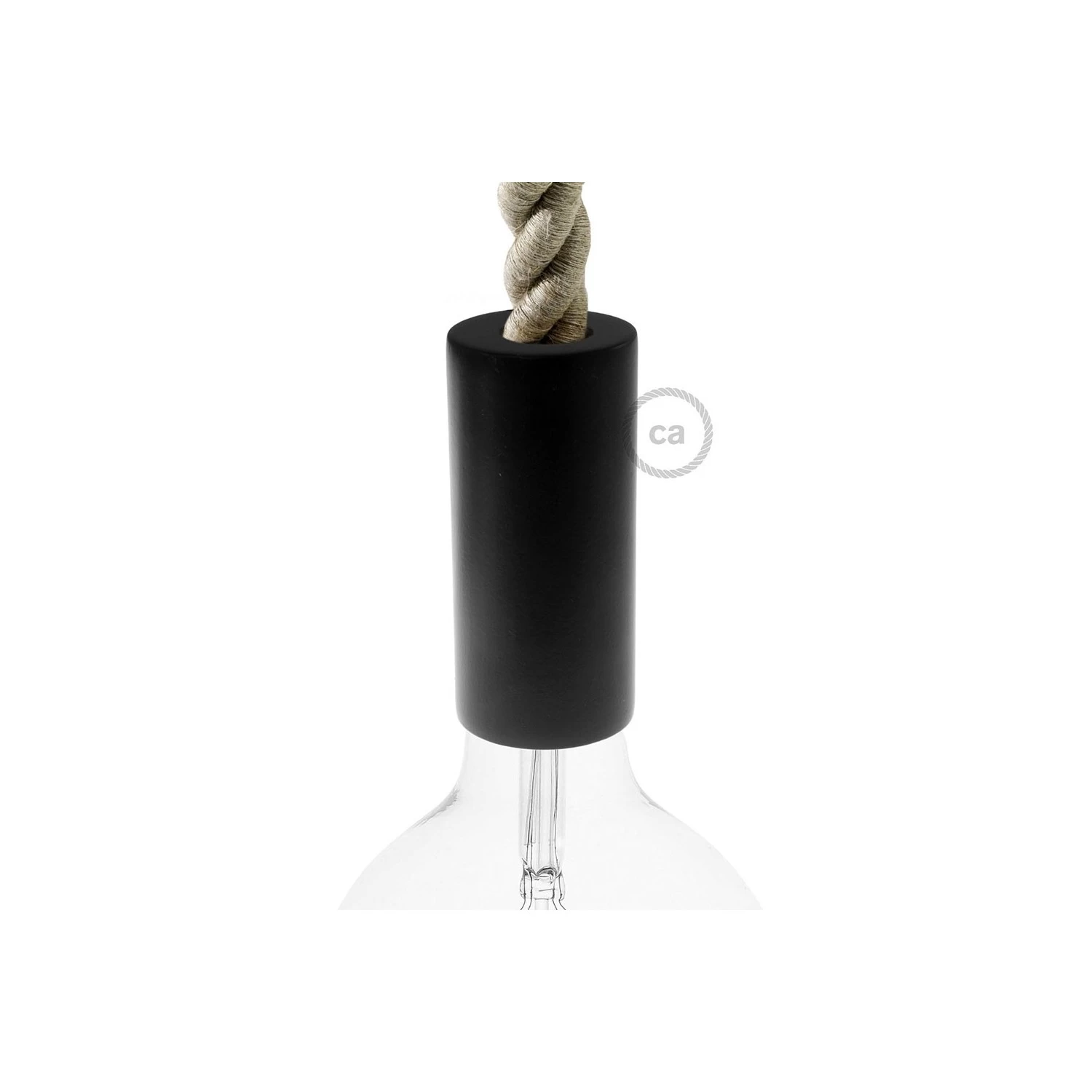 2XL Wooden light bulb socket kit - For 2XL Rope Cables - E26 - Black