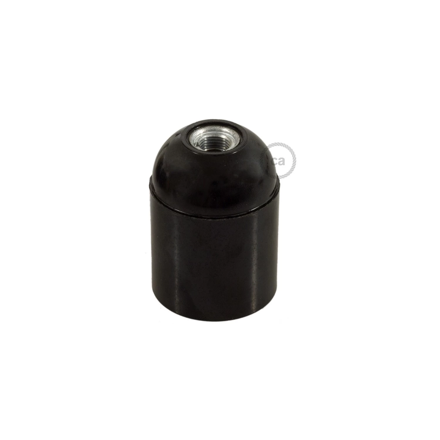 Smooth Sided Bakelite Phenolic light bulb socket - E26 - Black