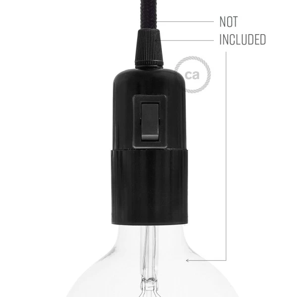 Smooth Sided Bakelite Phenolic socket - ON/OFF SWITCH - E26