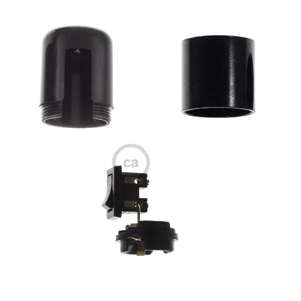 Smooth Sided Bakelite Phenolic socket - ON/OFF SWITCH - E26