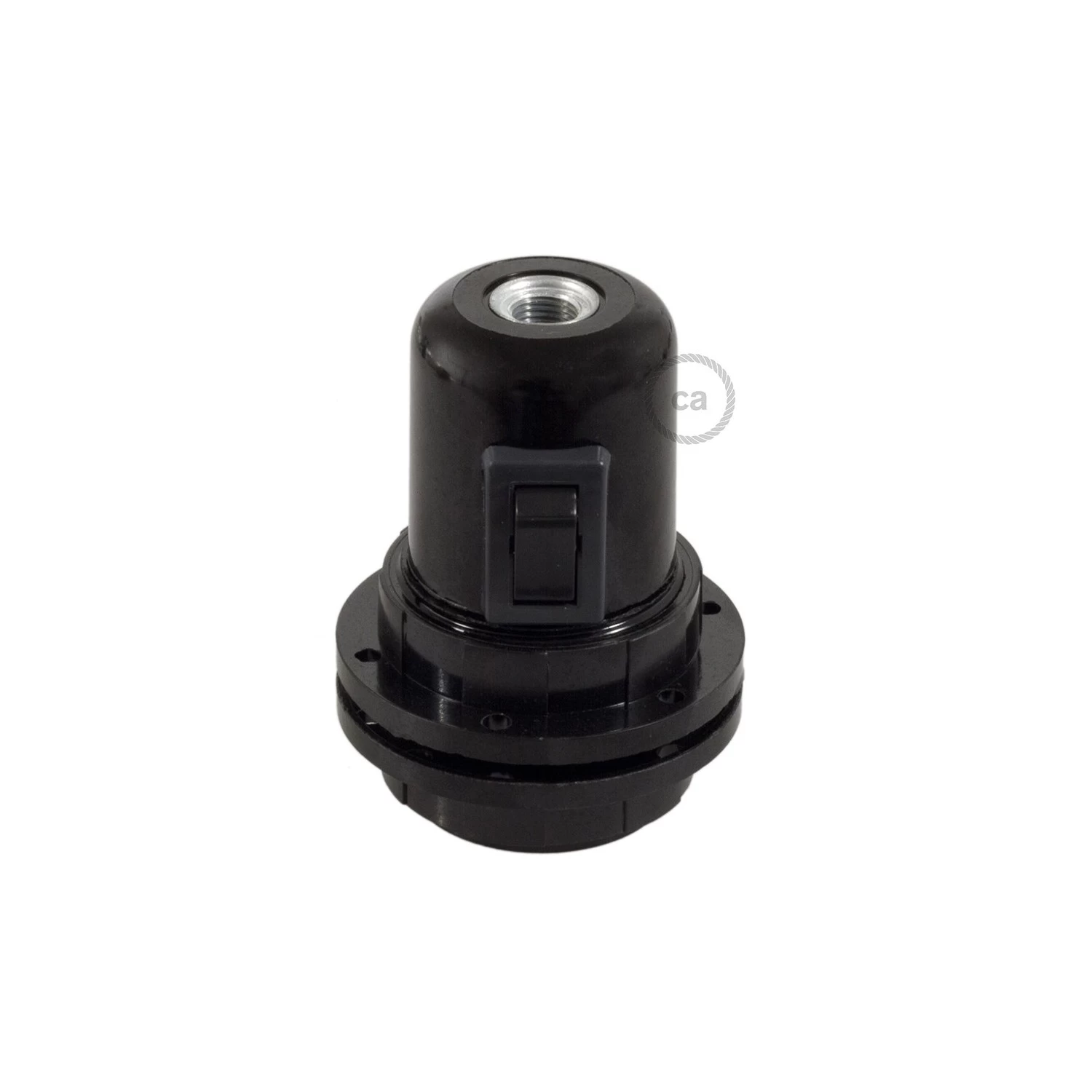 Double Ferrule Bakelite Phenolic socket - ON/OFF SWITCH - E26 - Black