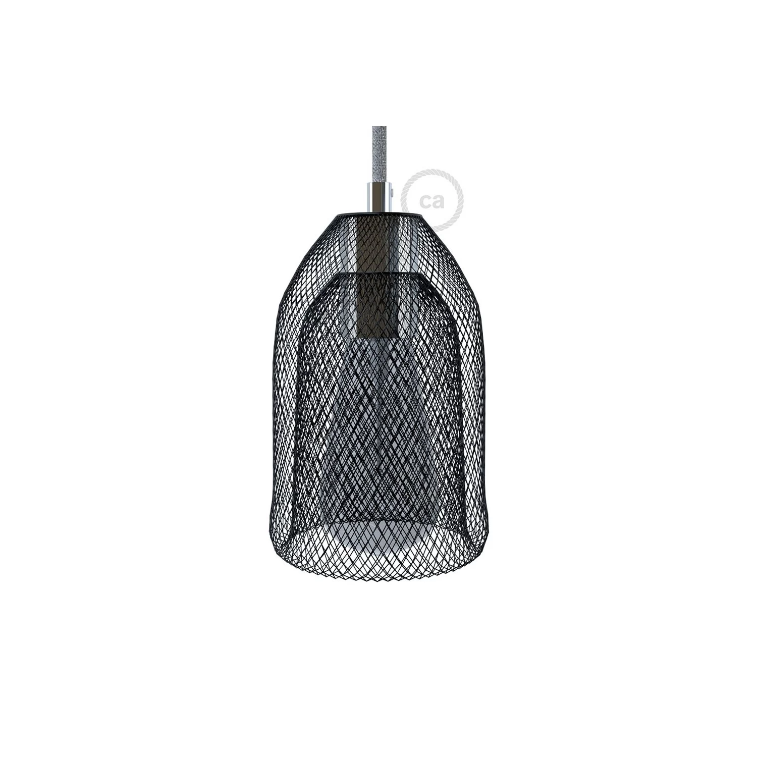 Ghostbell Wire Mesh Pendant Shade | Socket Cover | Industrial Style - Black - Chrome