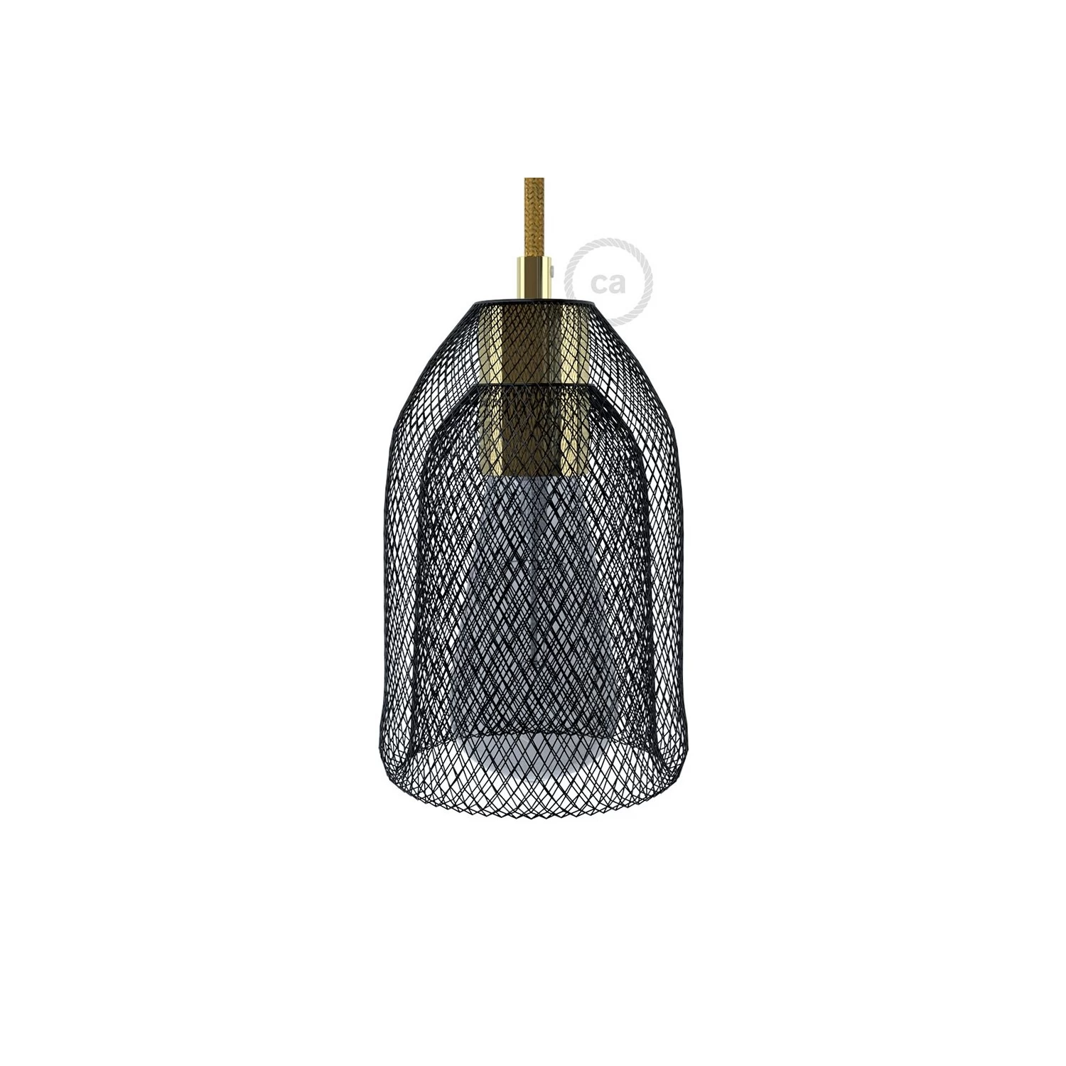 Ghostbell Wire Mesh Pendant Shade | Socket Cover | Industrial Style - Black - Brass