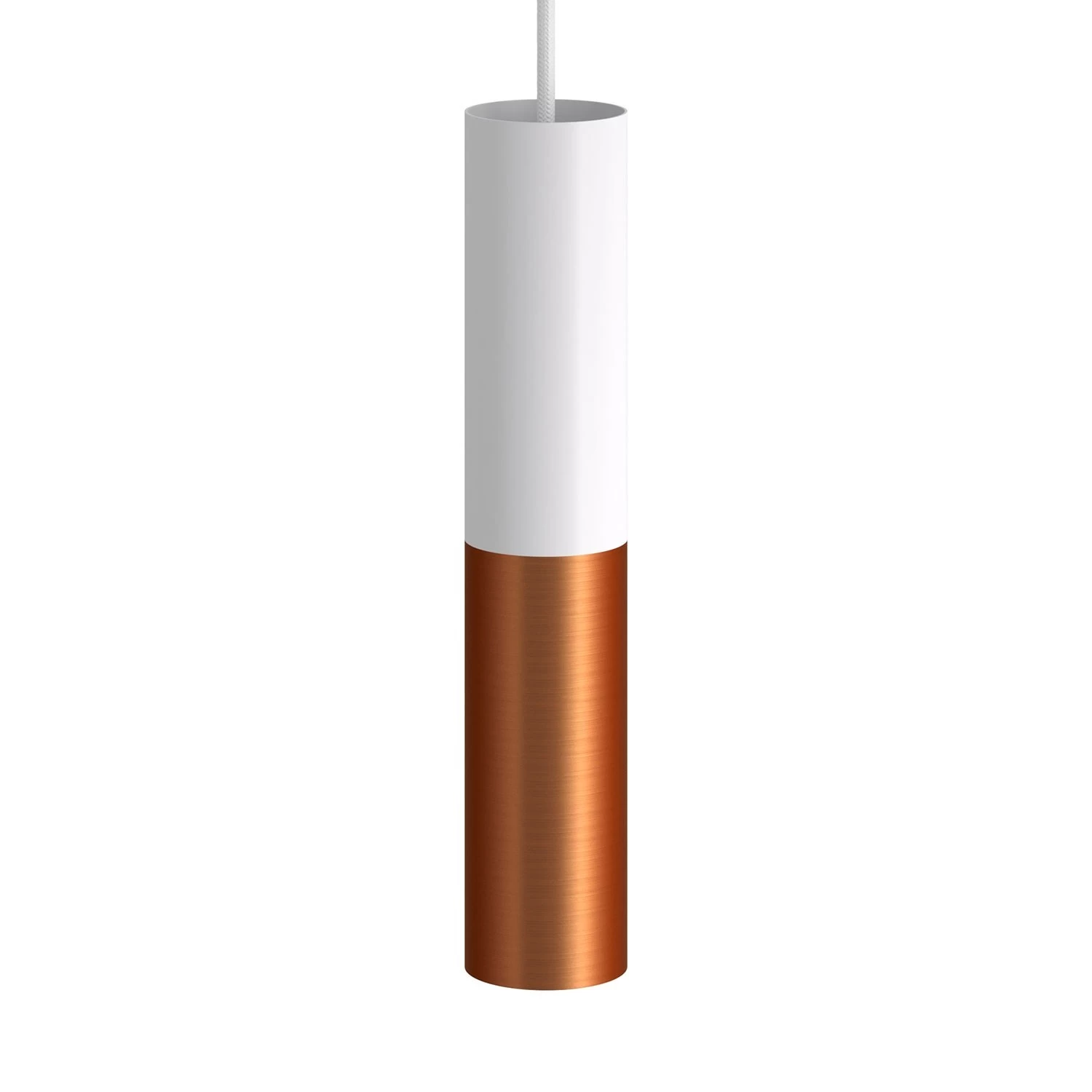 Tub-E12 Spotlight | Double Metal Tube with Dual E12 Socket - Matt White - Brushed copper
