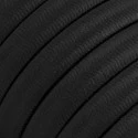 Electric Cable Color Cord for Custom String Lights, covered by Rayon fabric Black (CM04)