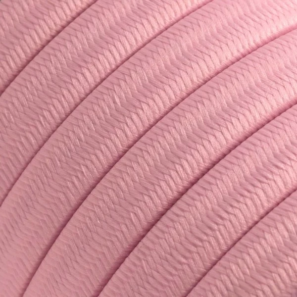 Electric Cable Color Cord for Custom String Lights, covered by Rayon fabric Baby Pink (CM16)