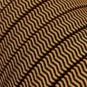 Electric Cable Color Cord for Custom String Lights, covered by Rayon fabric ZigZag Black-Whiskey (CZ22)