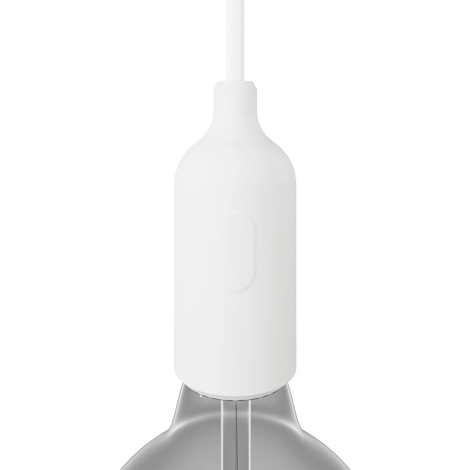 Silicone E26 lamp holder kit with switch and hidden cable clamps - White