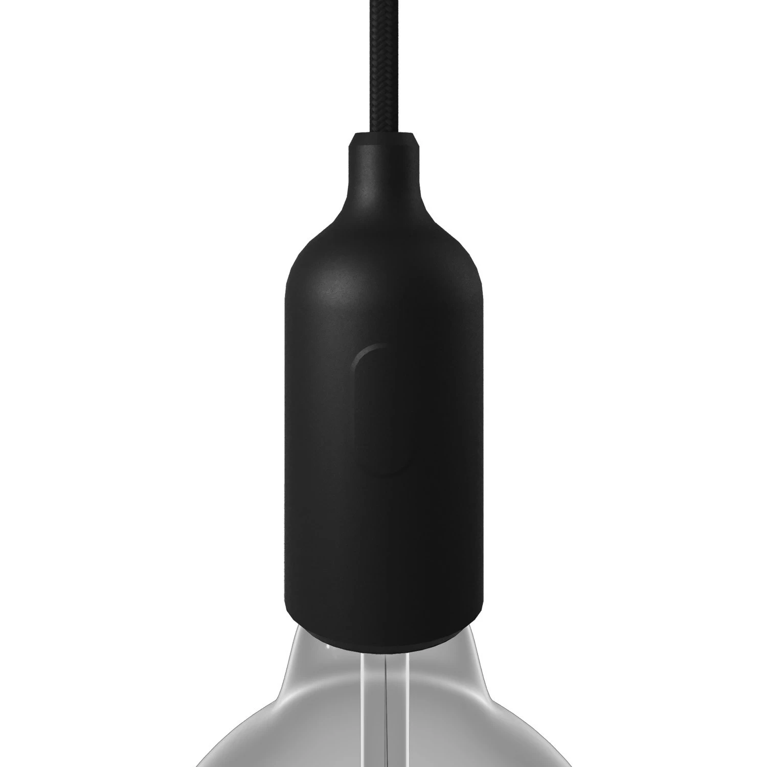 Silicone E26 lamp holder kit with switch and hidden cable clamps - Black