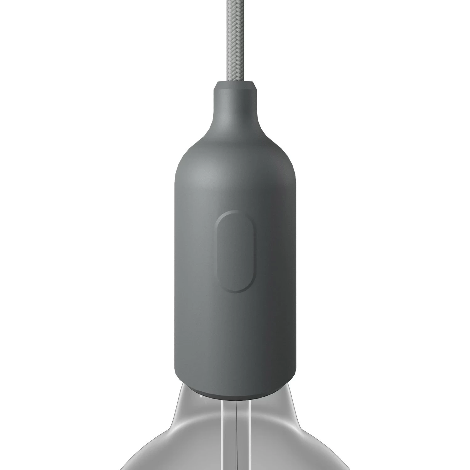 Silicone E26 lamp holder kit with switch and hidden cable clamps - Grey