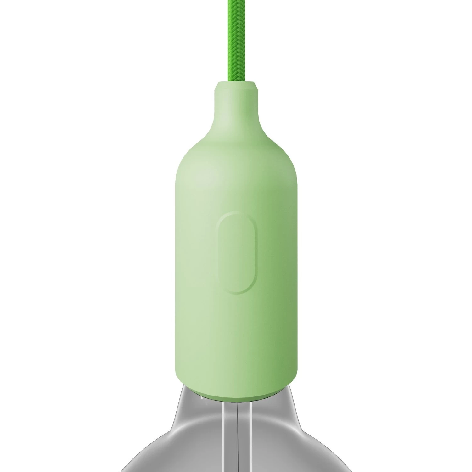Silicone E26 lamp holder kit with switch and hidden cable clamps - Soft green