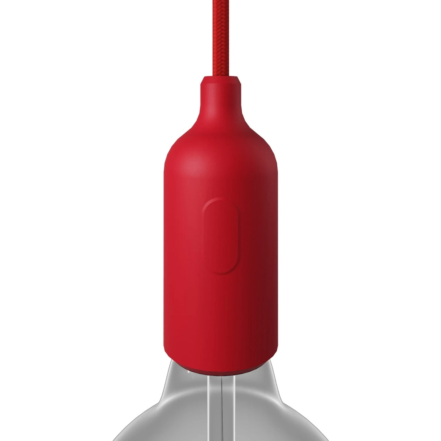 Silicone E26 lamp holder kit with switch and hidden cable clamps - Red