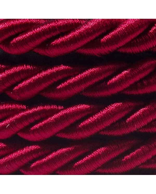 XL Rope electrical wire 18/3 AWG wire inside. Shiny Dark Bordeaux Fabric. 16mm.