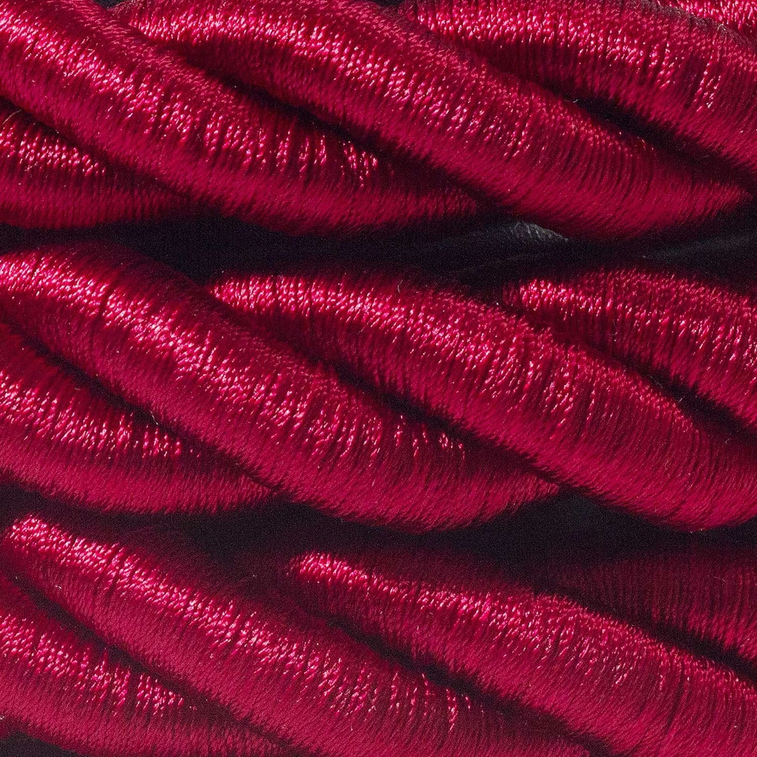 2XL Rope electrical wire 18/3 AWG wire inside. Shiny Dark Bordeaux Fabric. 24mm.