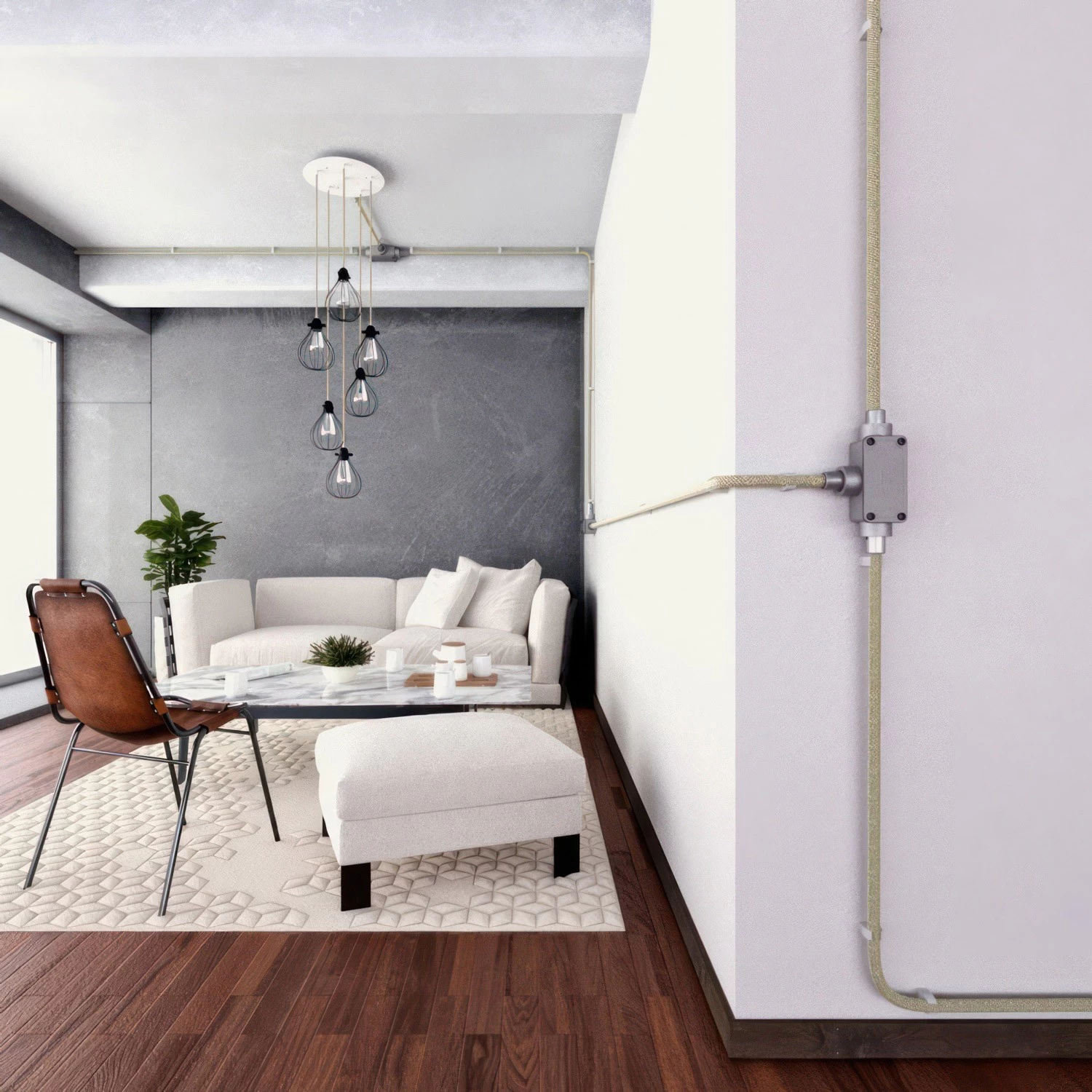 Creative-Tube flexible conduit, Neutral Natural Linen (RN01) fabric covering, 20 mm diameter