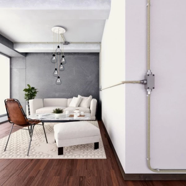 Creative-Tube flexible conduit, Neutral Natural Linen (RN01) fabric covering, 20 mm diameter