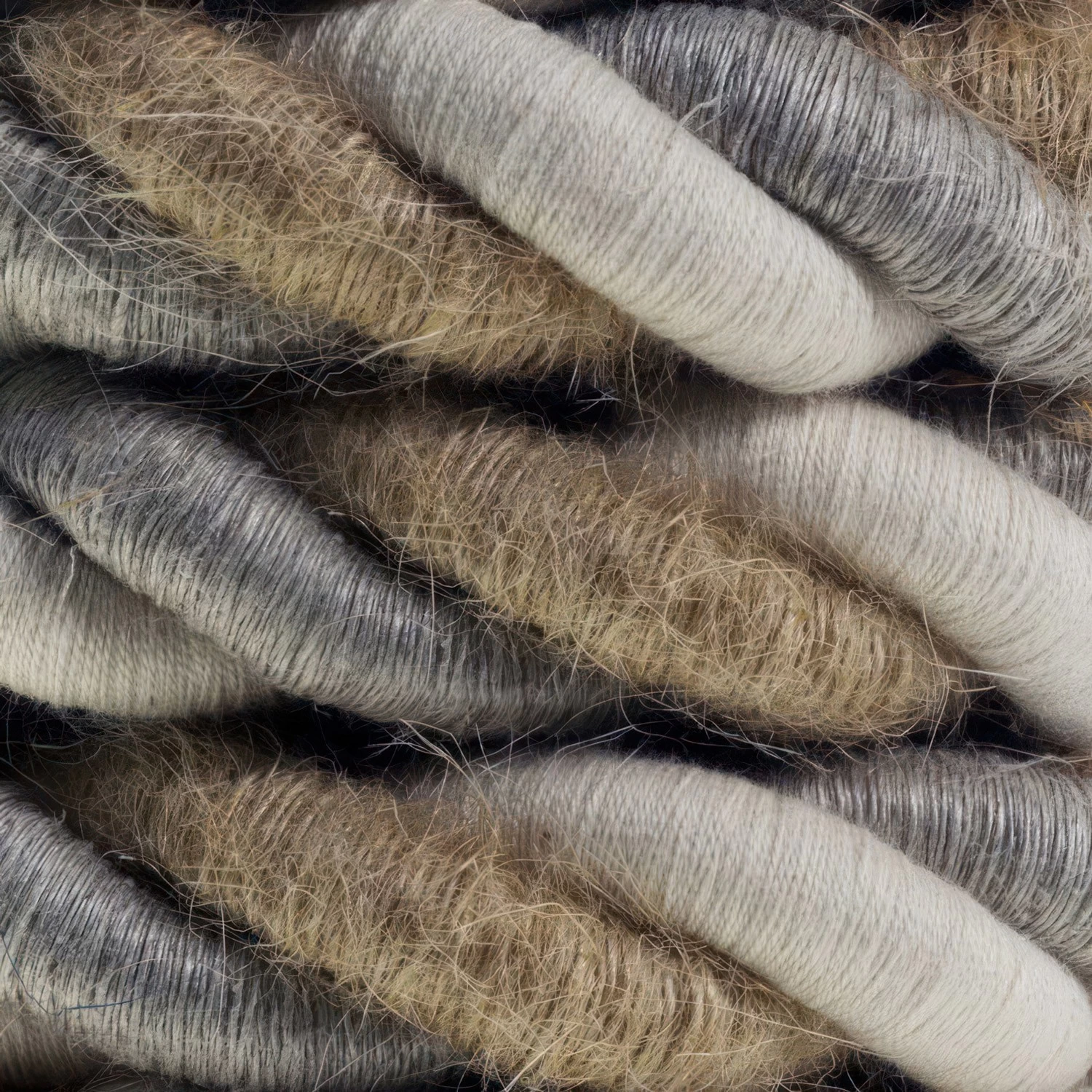 2XL Rope electrical wire 18/3 AWG wire inside. Natural linen, cotton fabric and jute covering Country. 24mm.