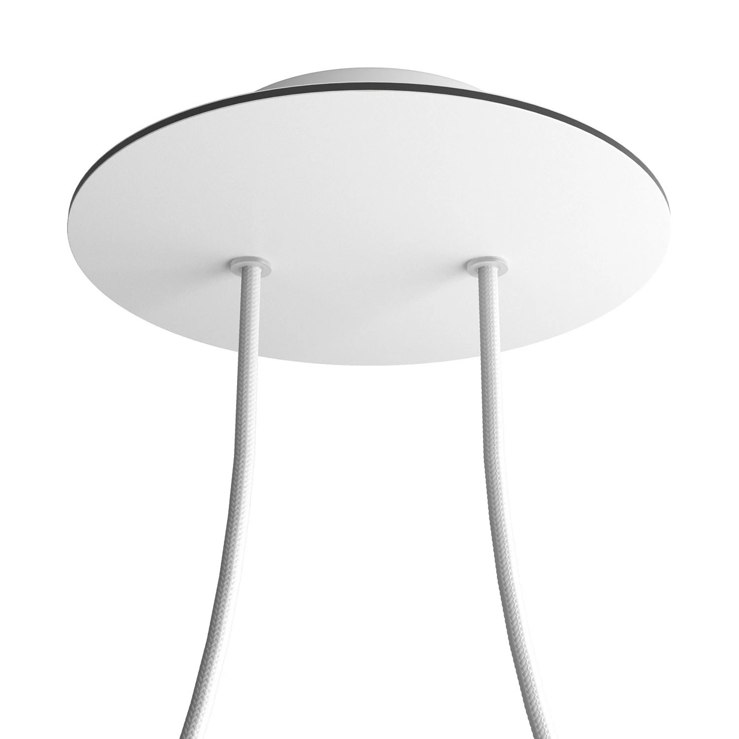 2 Holes - LARGE Round Ceiling Canopy Kit - Rose One System - Matt White