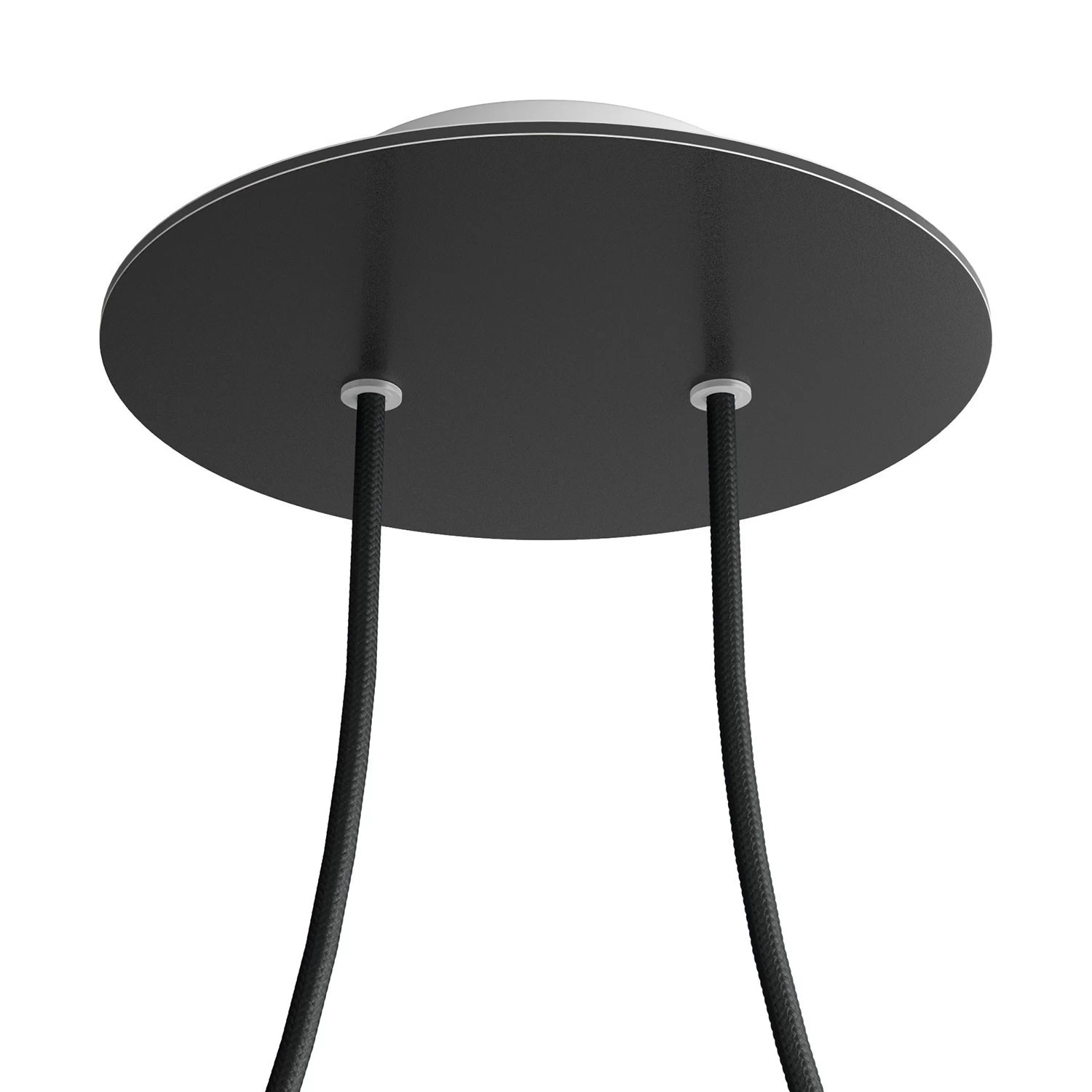 2 Holes - LARGE Round Ceiling Canopy Kit - Rose One System - Matt Black