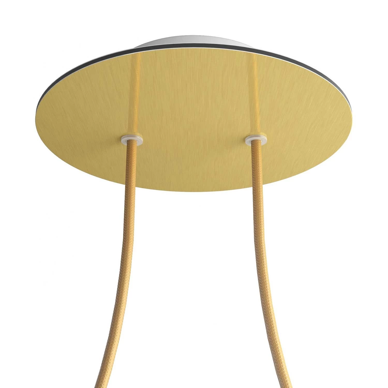 2 Holes - LARGE Round Ceiling Canopy Kit - Rose One System - Satin Brass Dibond