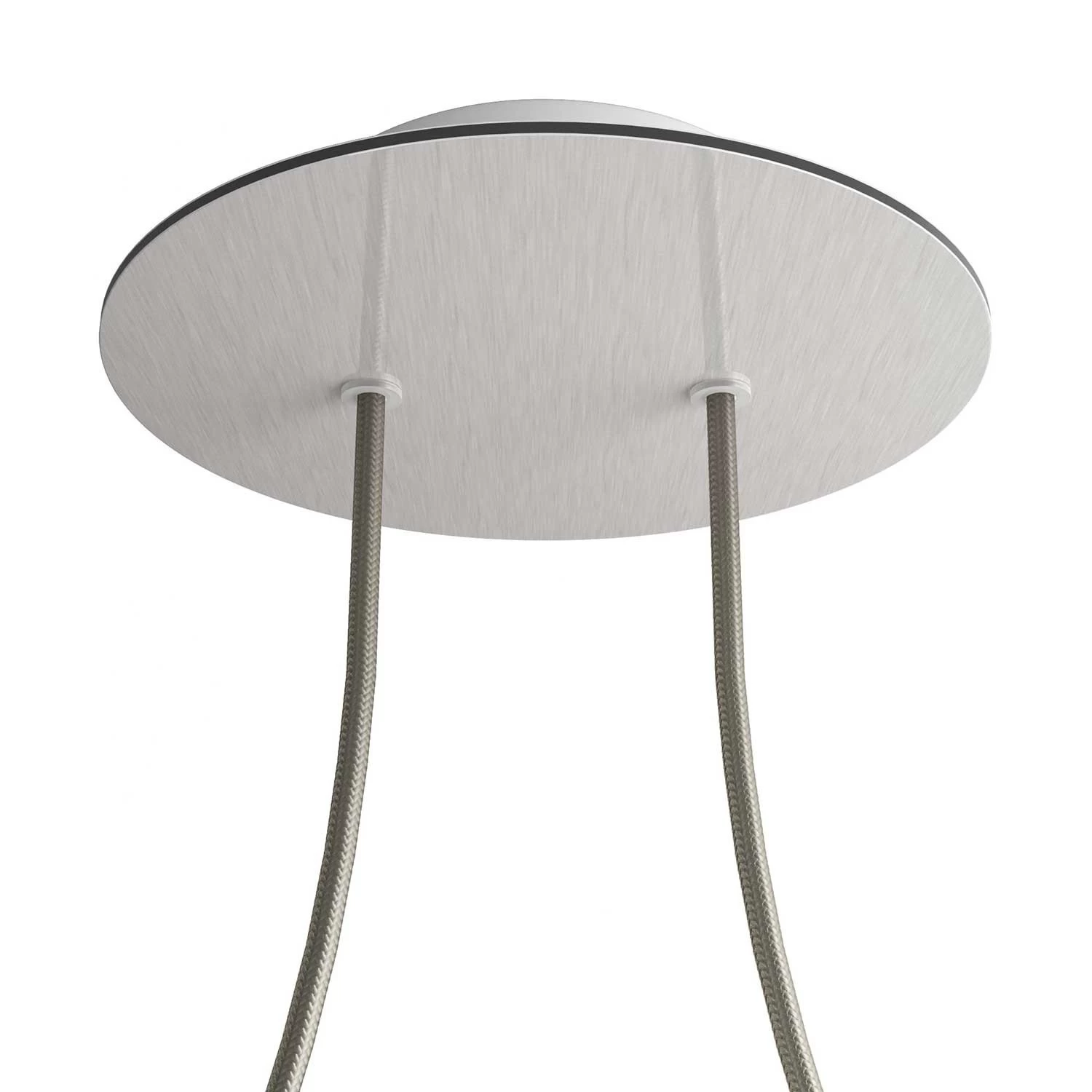 2 Holes - LARGE Round Ceiling Canopy Kit - Rose One System - Satin Steel Dibond