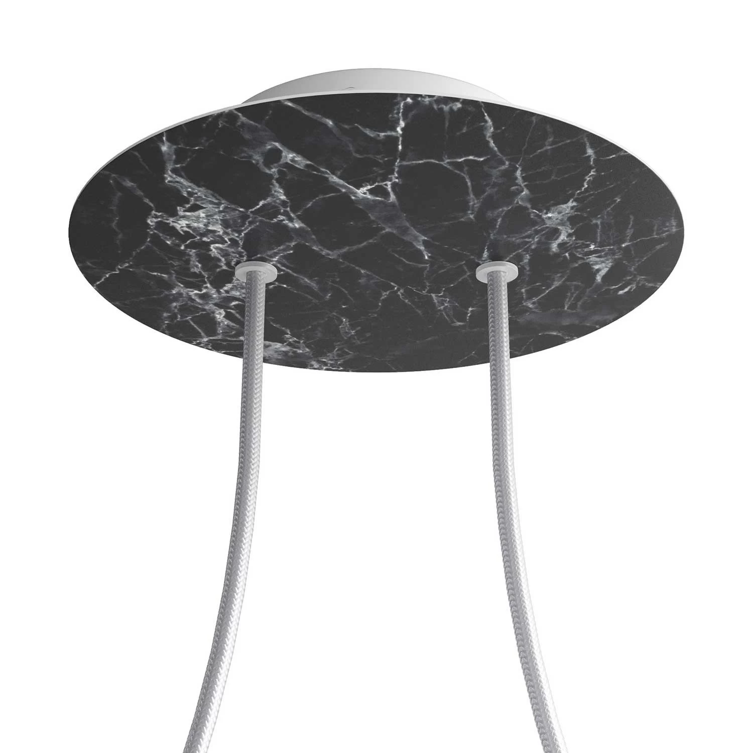2 Holes - LARGE Round Ceiling Canopy Kit - Rose One System - Marble Marquina