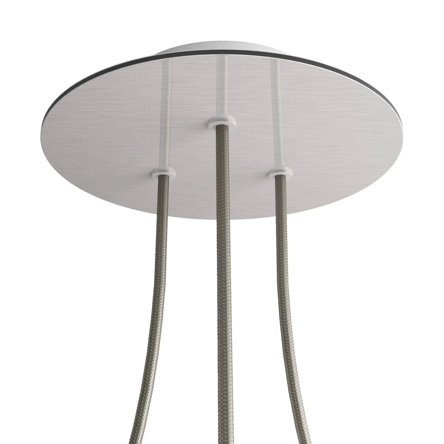 3 Holes - LARGE Round Ceiling Canopy Kit - Rose One System - Satin Steel Dibond