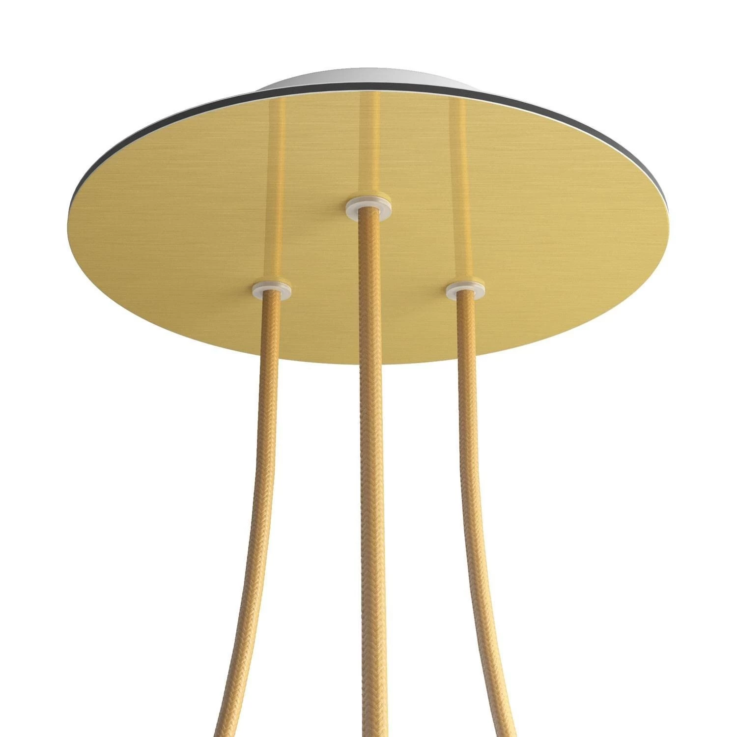 3 Holes - LARGE Round Ceiling Canopy Kit - Rose One System - Satin Brass Dibond