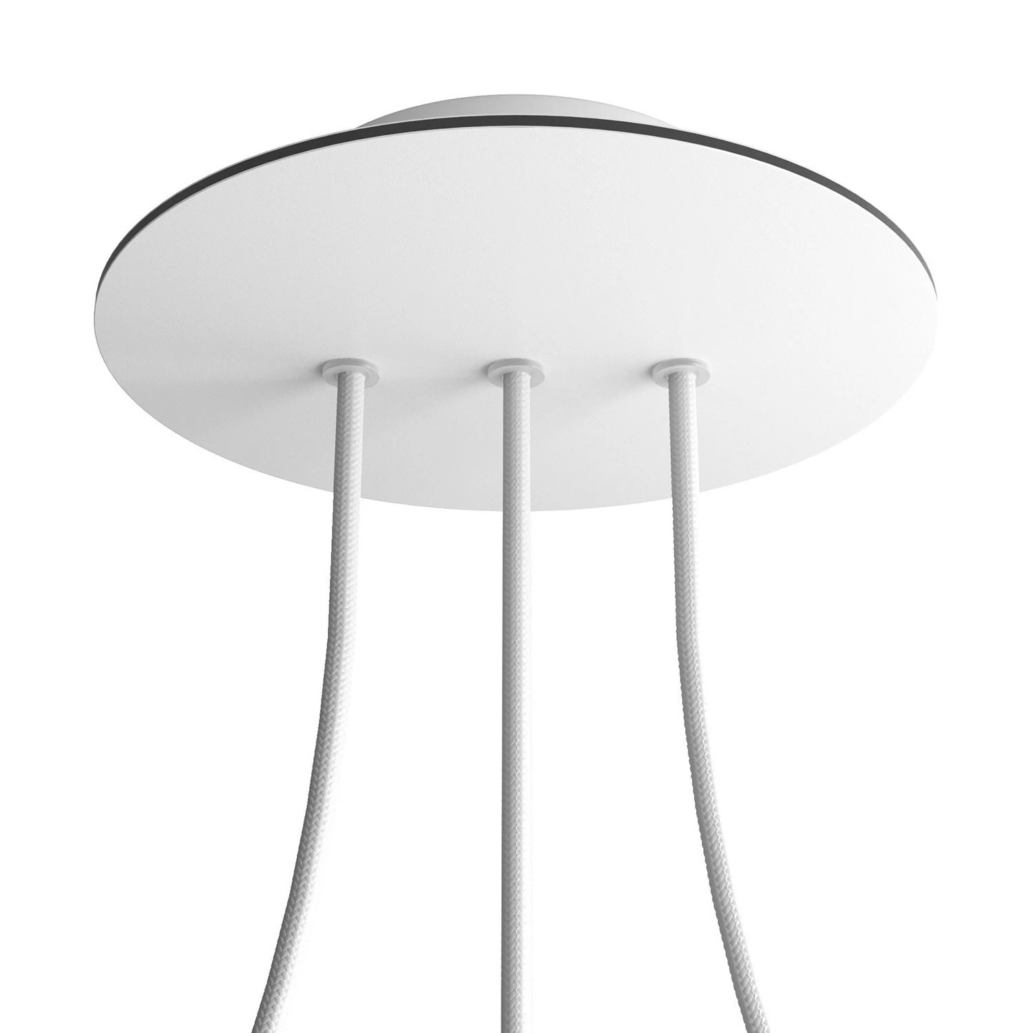 3 In-line Holes - LARGE Round Ceiling Canopy Kit - Rose One System - Matt White