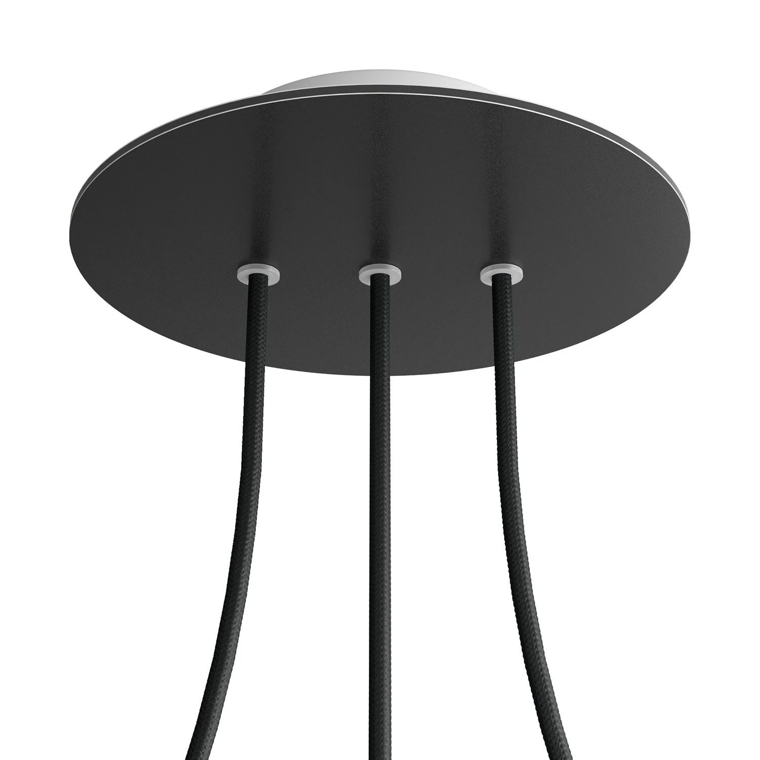 3 In-line Holes - LARGE Round Ceiling Canopy Kit - Rose One System - Matt Black