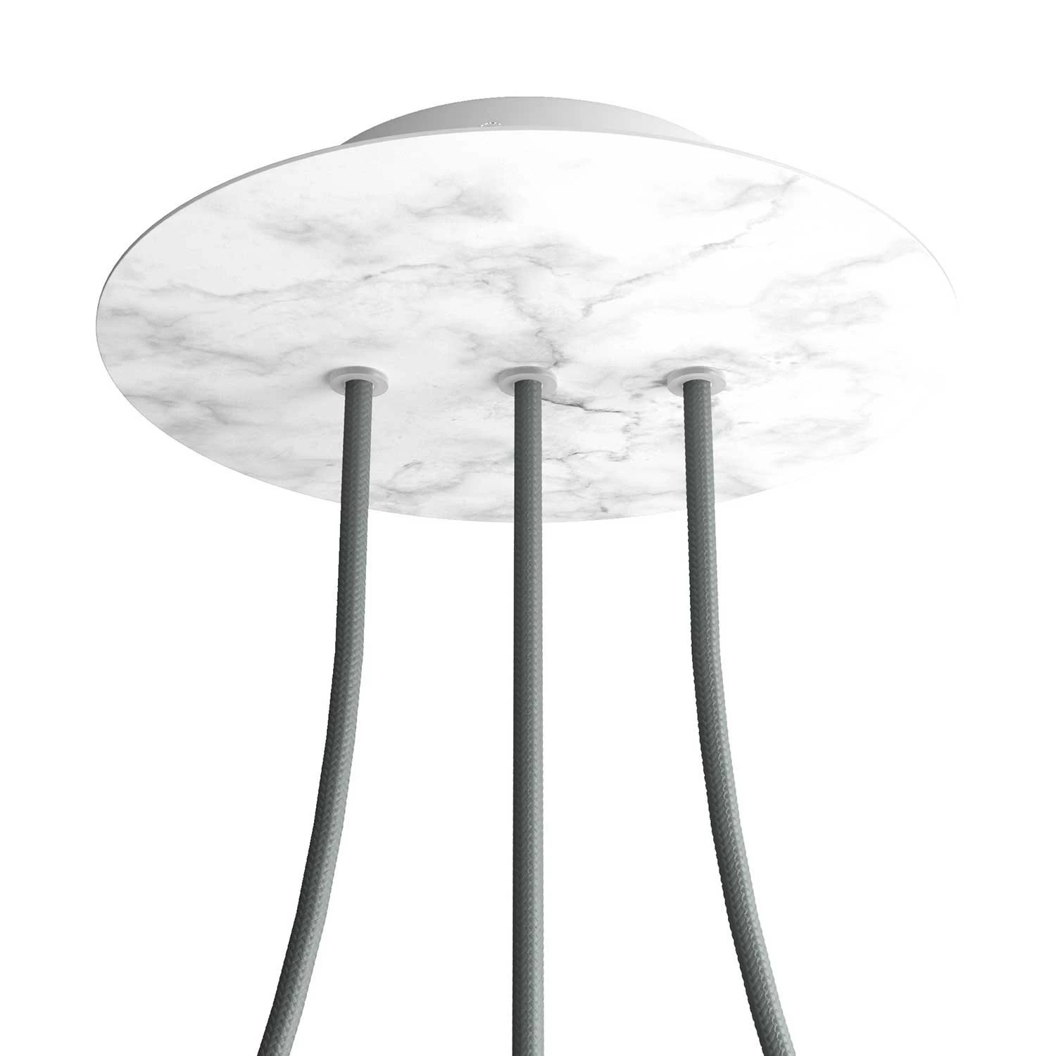 3 In-line Holes - LARGE Round Ceiling Canopy Kit - Rose One System - Marble Carrara