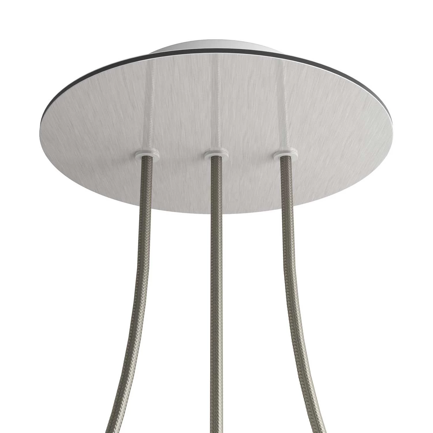 3 In-line Holes - LARGE Round Ceiling Canopy Kit - Rose One System - Satin Steel Dibond