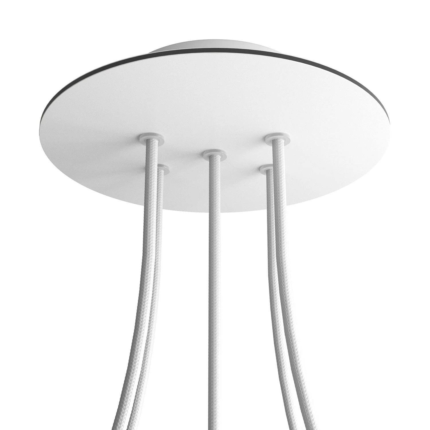 5 Holes - LARGE Round Ceiling Canopy Kit - Rose One System - Matt White