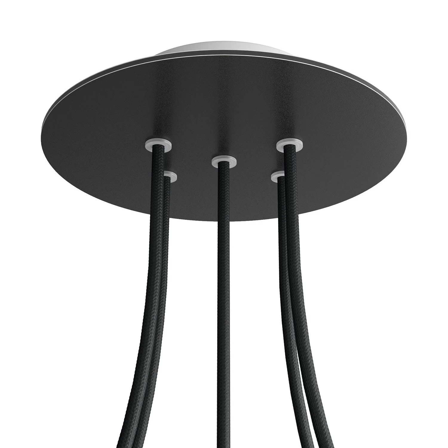 5 Holes - LARGE Round Ceiling Canopy Kit - Rose One System - Matt Black