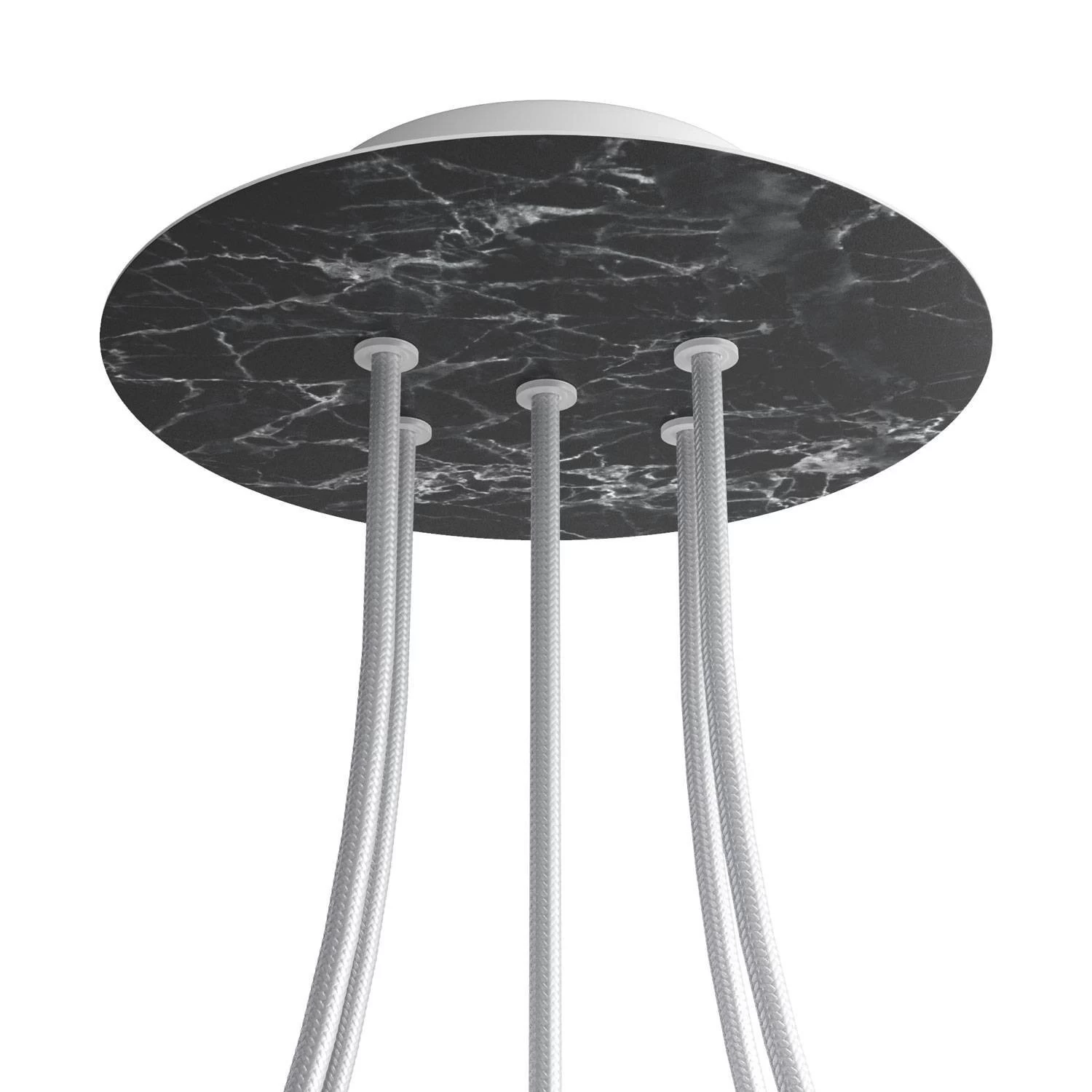 5 Holes - LARGE Round Ceiling Canopy Kit - Rose One System - Marble Marquina